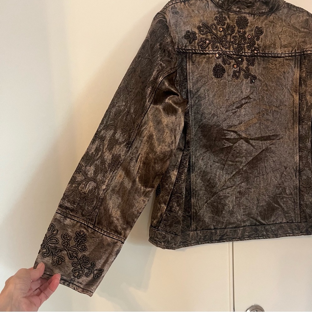 Coldwater Creek Women’s Bronze Sheen Embroidered Jacket Size‎ Large - Picture 8 of 16